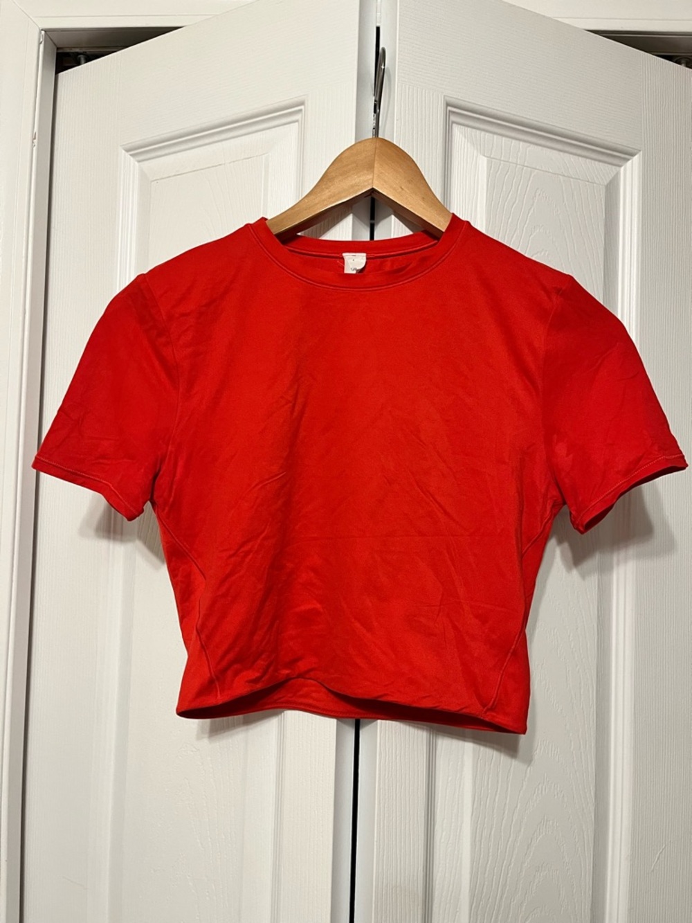 lululemon athletica Red Cropped Crew Tee